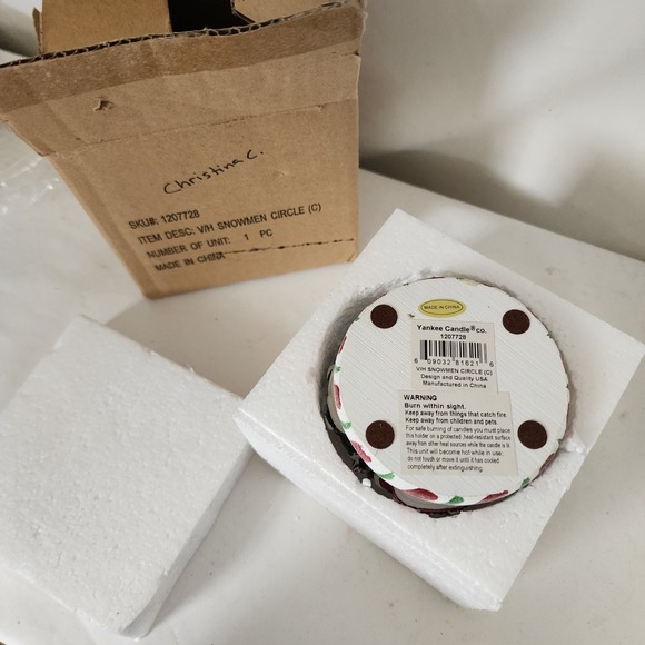 Yankee Candle Snowmen Teal Light Votive Candle Holder Frosty Air - Picture 7 of 7